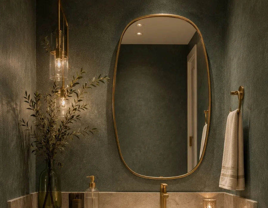 Lavabo com papel de parede de impacto